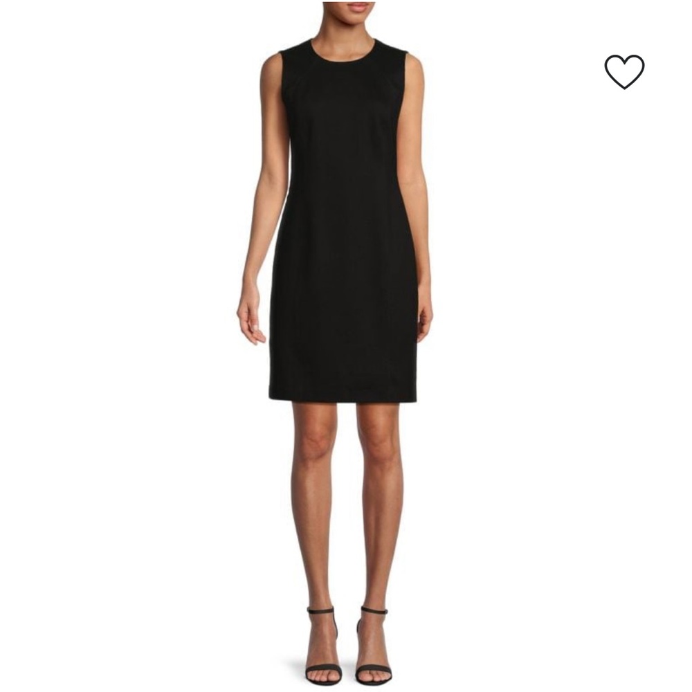 T Tahari Black Solid Sheath Dress